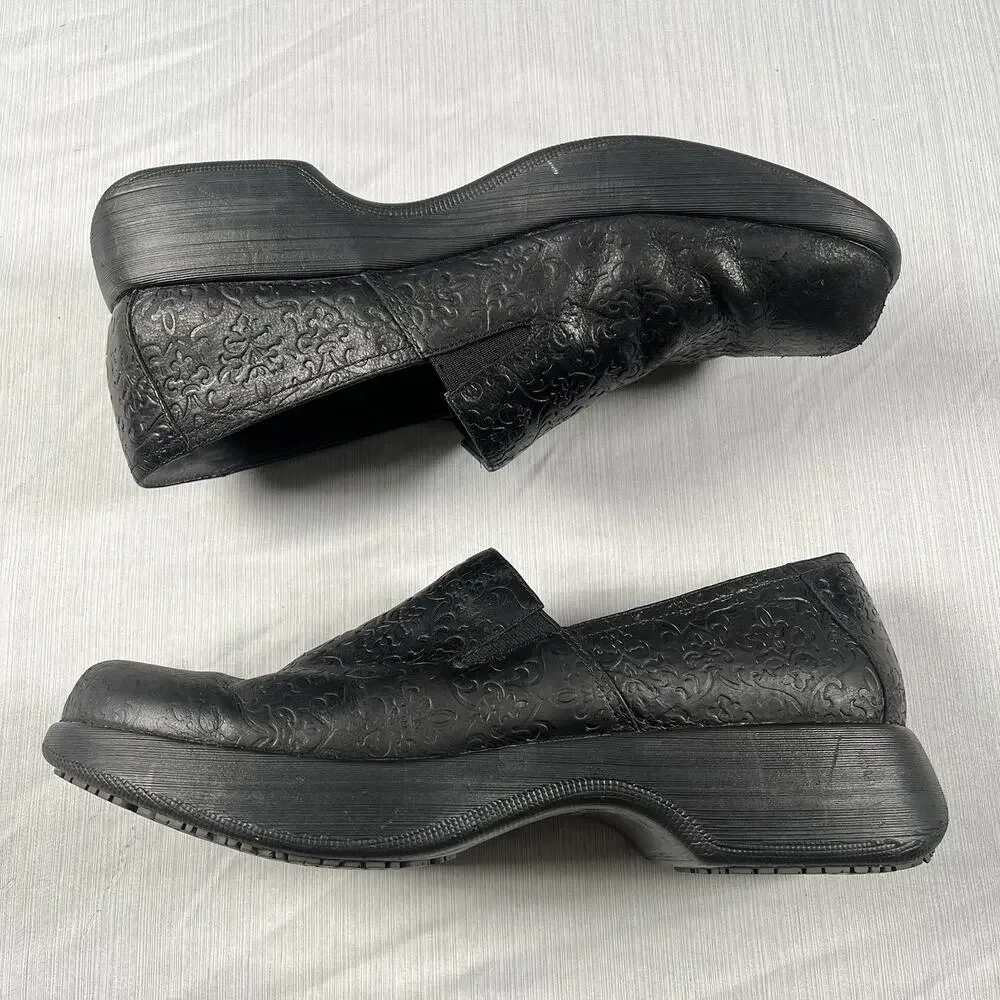 Dansko Winona Clog Women's Size 42 Black Leather Paisley Loafers 7501360200